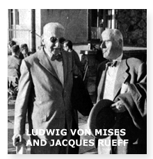 Ludwig Von Mises en compagnie de Jacques Rueff - copyright Mises Institute-